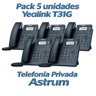 Telefono Ip Yealink SIP-T31G (5 Unidades) 2 SIP 2 Teclas Estados Llamada Lcd Gigabit