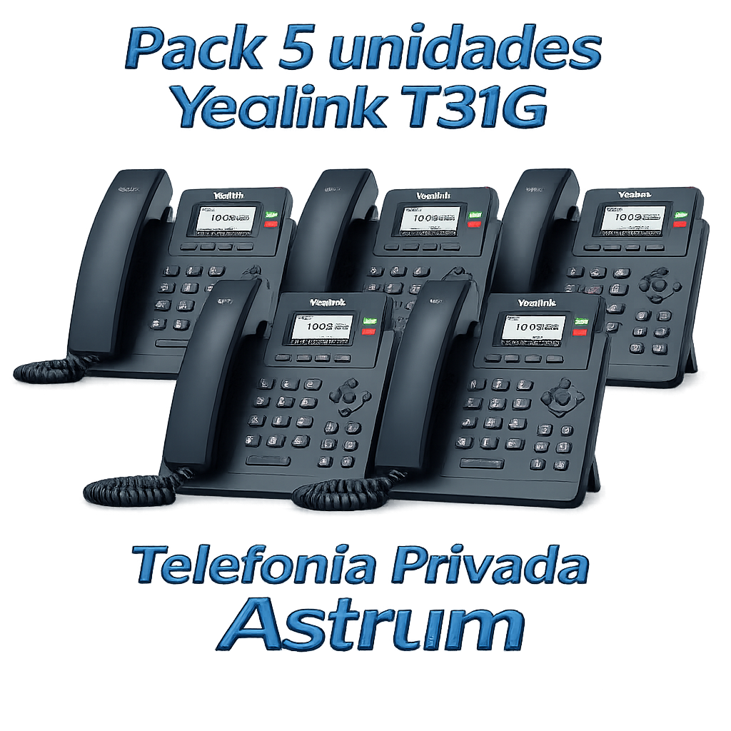 Telefono Ip Yealink SIP-T31G (5 Unidades) 2 SIP 2 Teclas Estados Llamada Lcd Gigabit