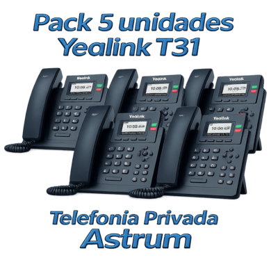 Telefono Ip Yealink SIP-T31 (5 Unidades) 2 SIP 2 Teclas Estados Llamada Lcd