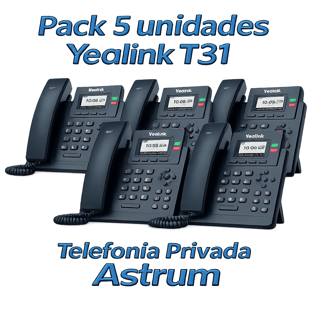 Telefono Ip Yealink SIP-T31 (5 Unidades) 2 SIP 2 Teclas Estados Llamada Lcd